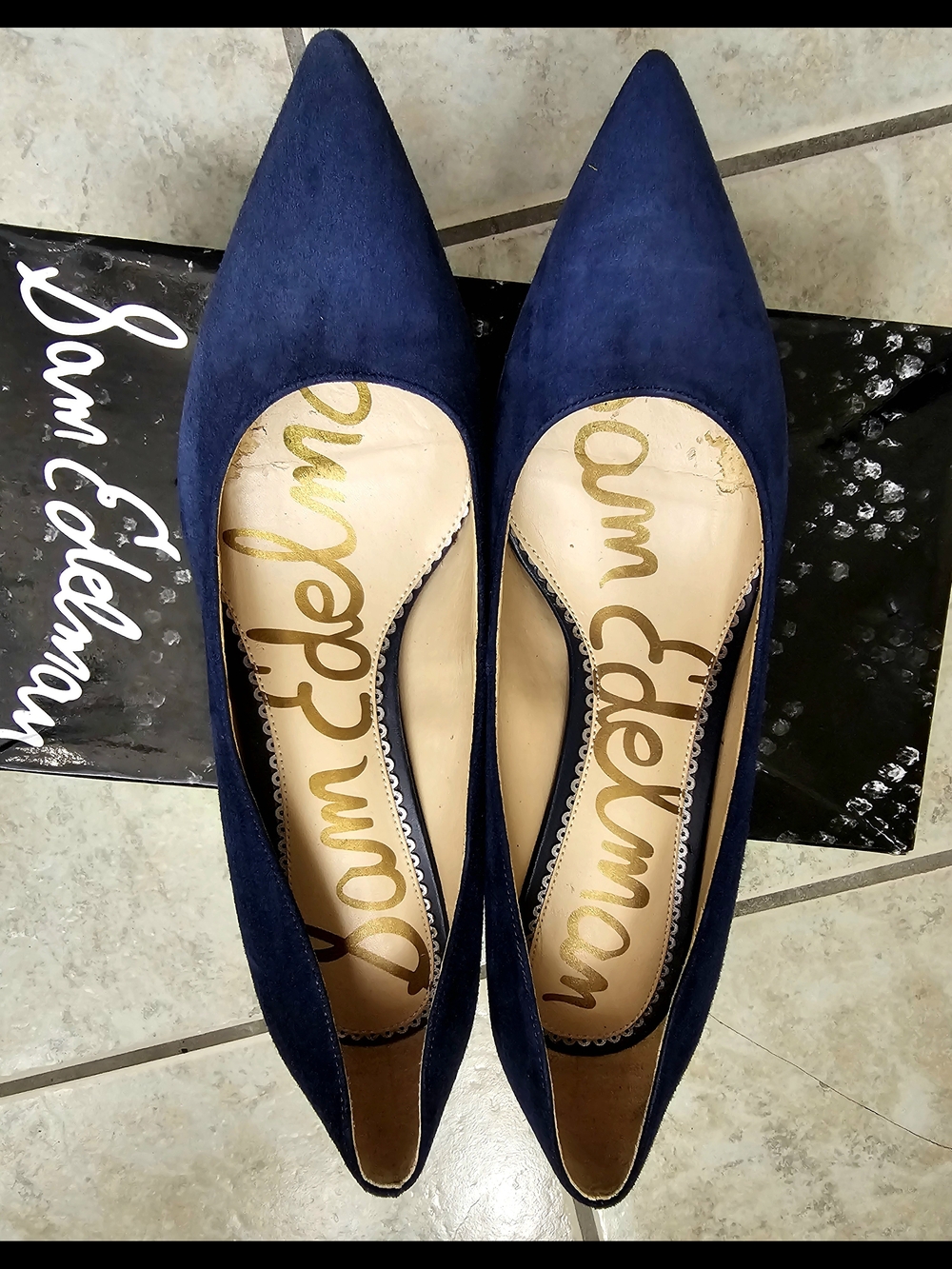 Sam Edelman Navy Pointed Toe Suede Pumps